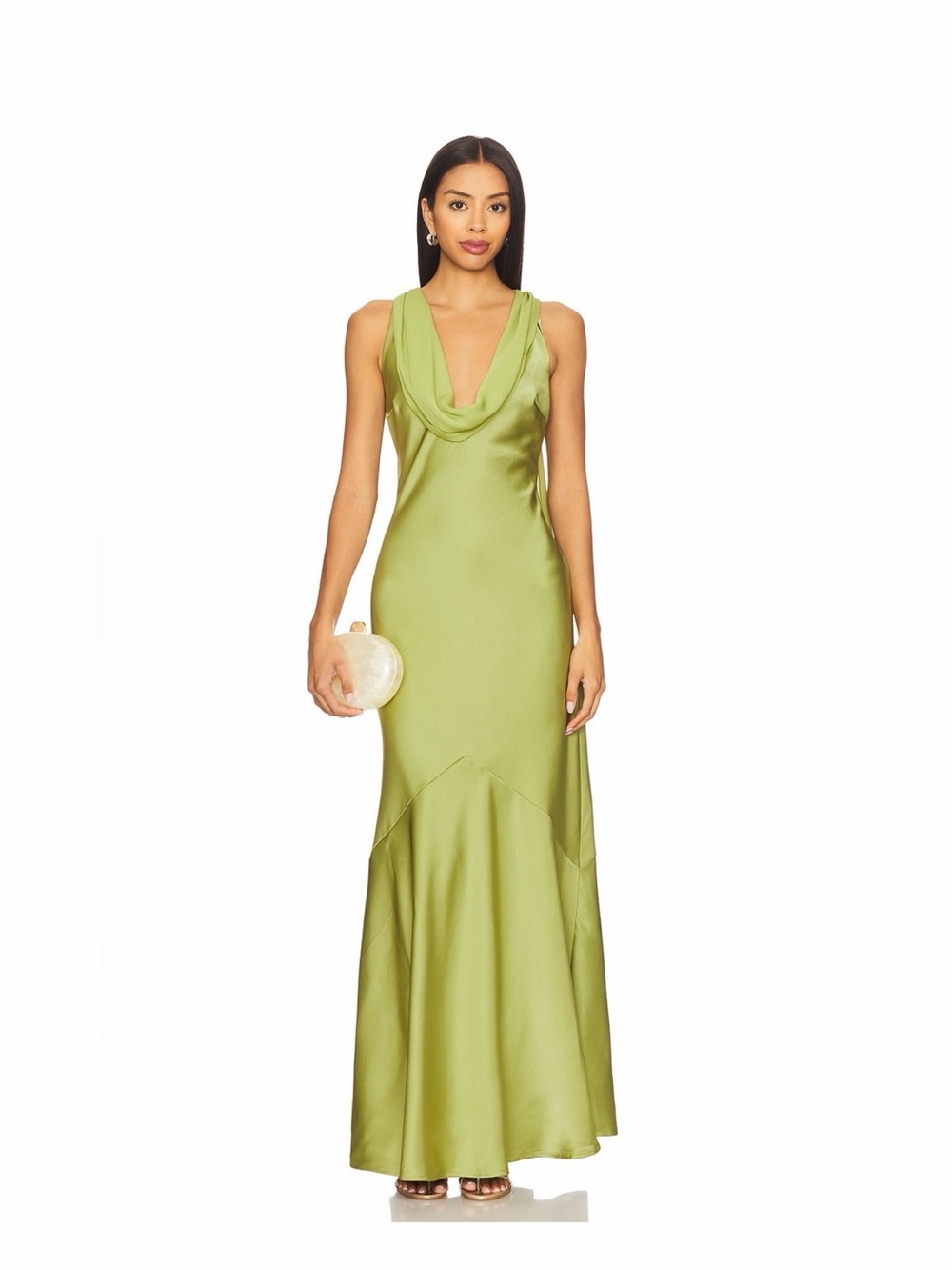 Lovers & Friends Satin Cowl Neck Dress with removable cape features